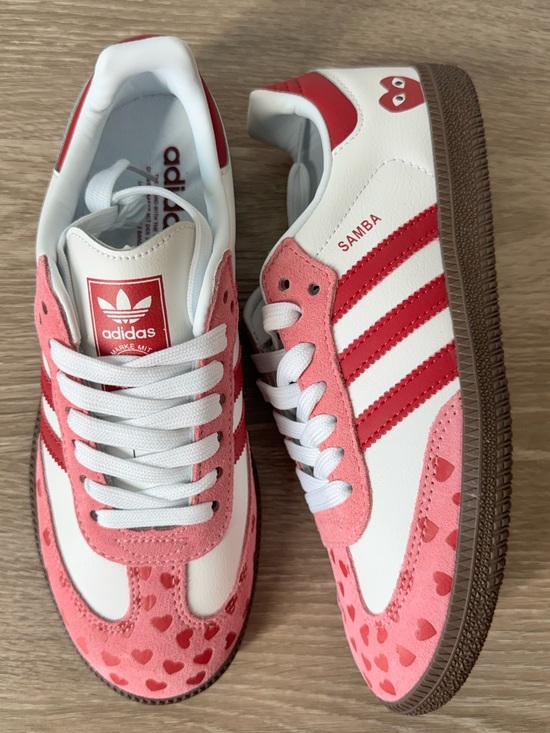 adidas Shoes - NWT Adidas Samba CDG Sneakers Red Pink White with Hearts, Size: 6.5 US Women’s